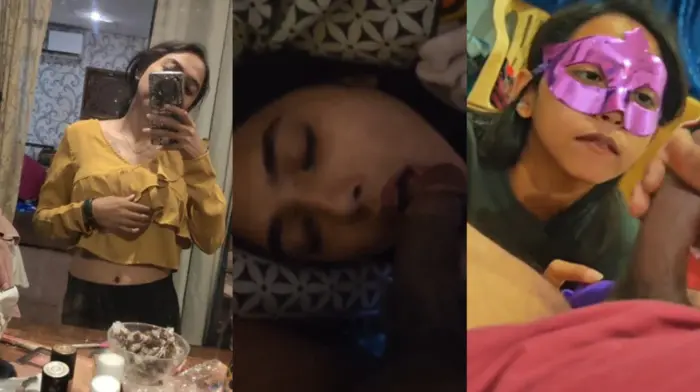 Cute Teen GF Mask blowjob Sex & Cumshot in Mouth Uncut Video